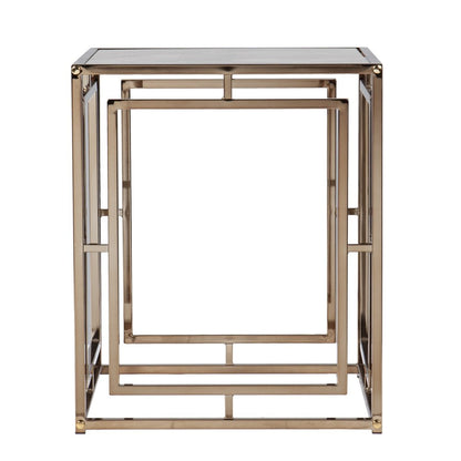 23" Champagne Glass And Iron Square End Table HomeRoots