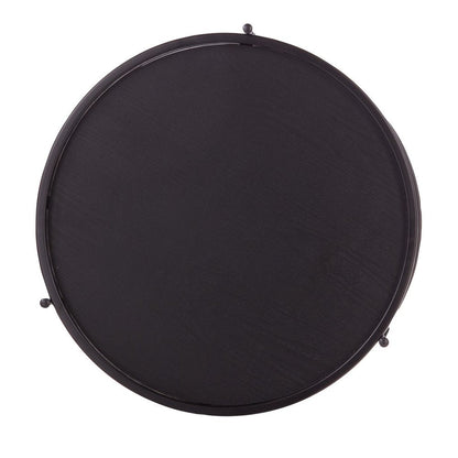 24" Black Manufactured Wood And Iron Round End Table With Shelf HomeRoots