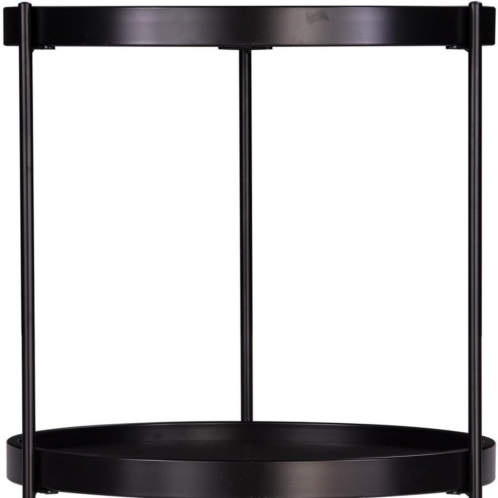 24" Black Manufactured Wood And Iron Round End Table With Shelf HomeRoots