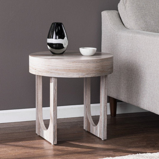 20" Brown Manufactured Wood Round End Table HomeRoots
