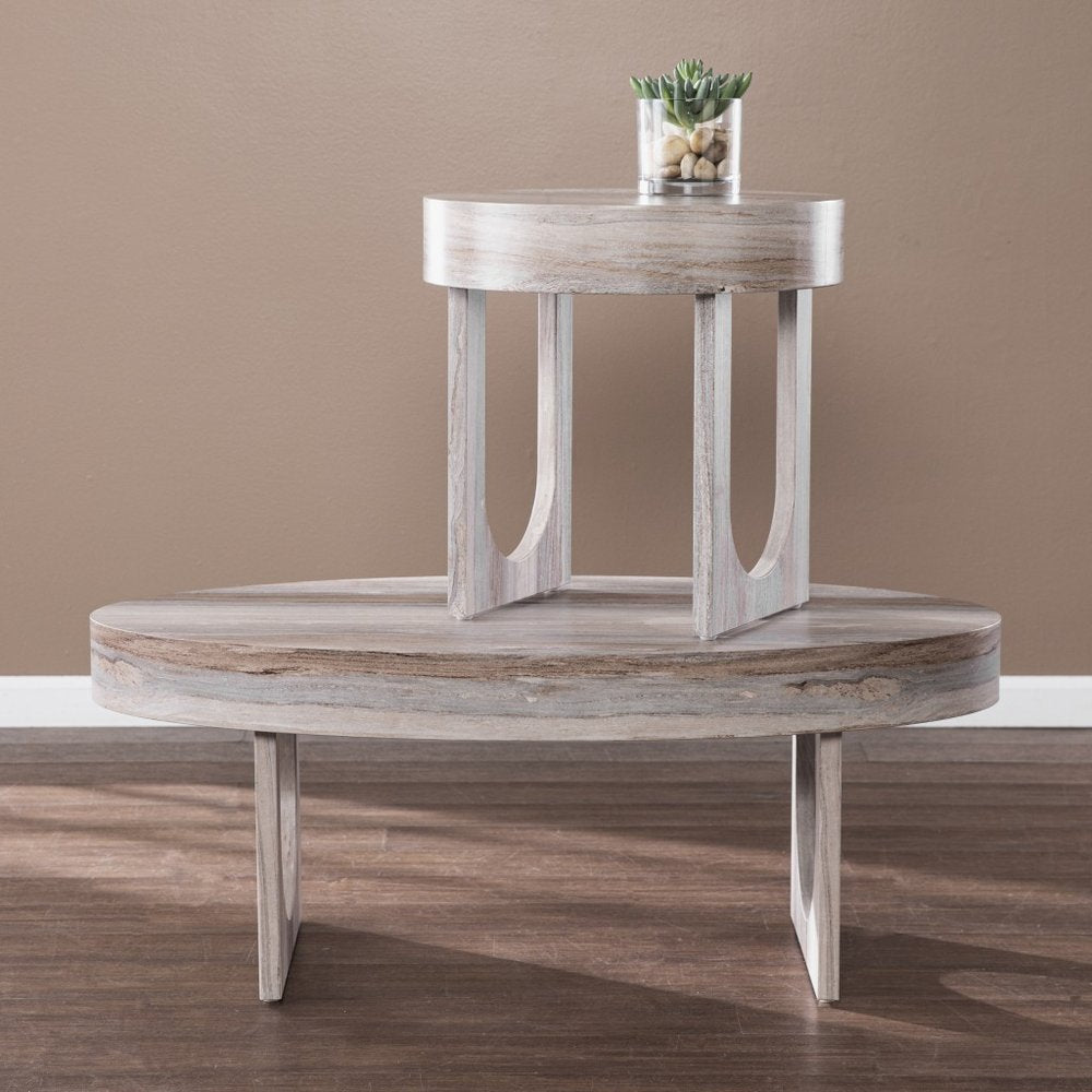 20" Brown Manufactured Wood Round End Table HomeRoots