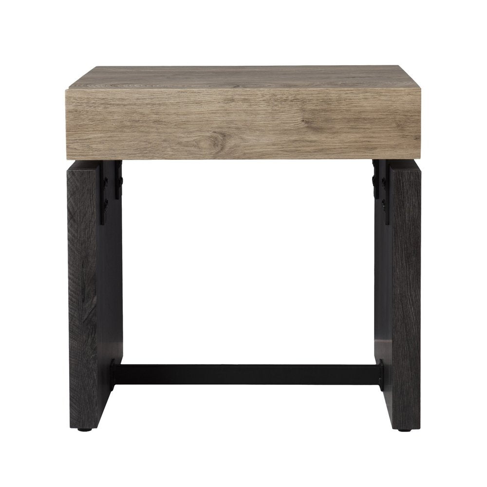 20" Natural Wood Manufactured Wood And Iron Square End Table HomeRoots