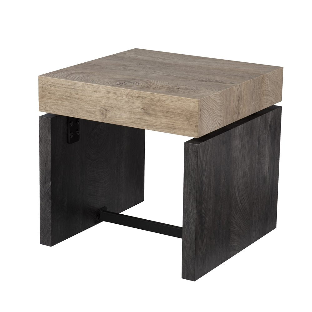 20" Natural Wood Manufactured Wood And Iron Square End Table HomeRoots