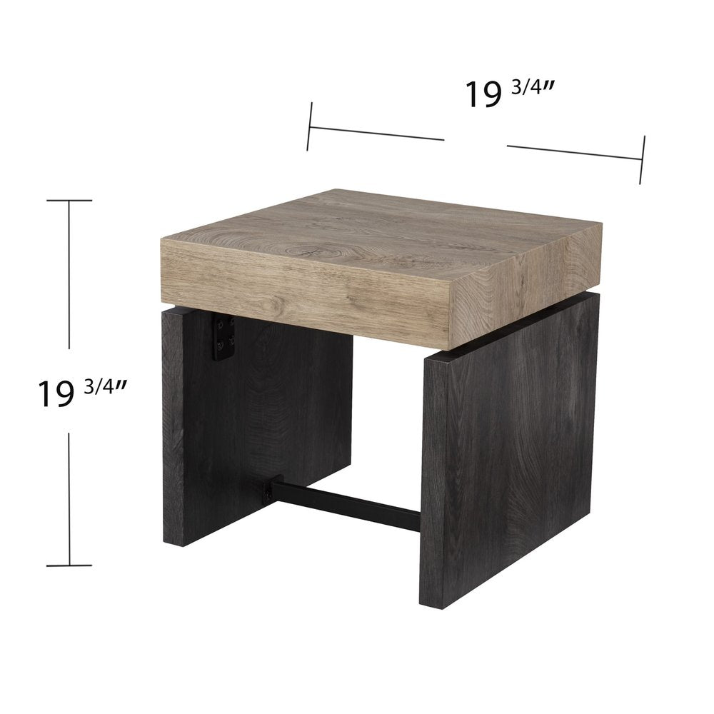 20" Natural Wood Manufactured Wood And Iron Square End Table HomeRoots