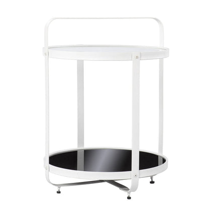 27" White Glass And Iron Round End Table With Shelf HomeRoots