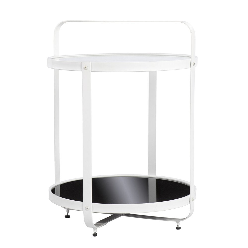 27" White Glass And Iron Round End Table With Shelf HomeRoots