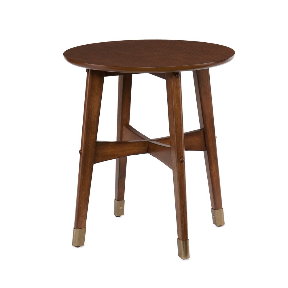 23" Brown Solid Wood And Iron End Table — view 2