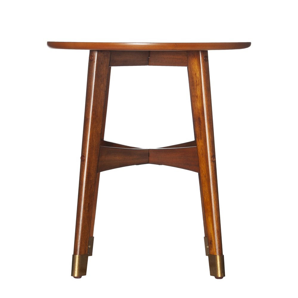 23" Brown Solid Wood And Iron End Table — view 3