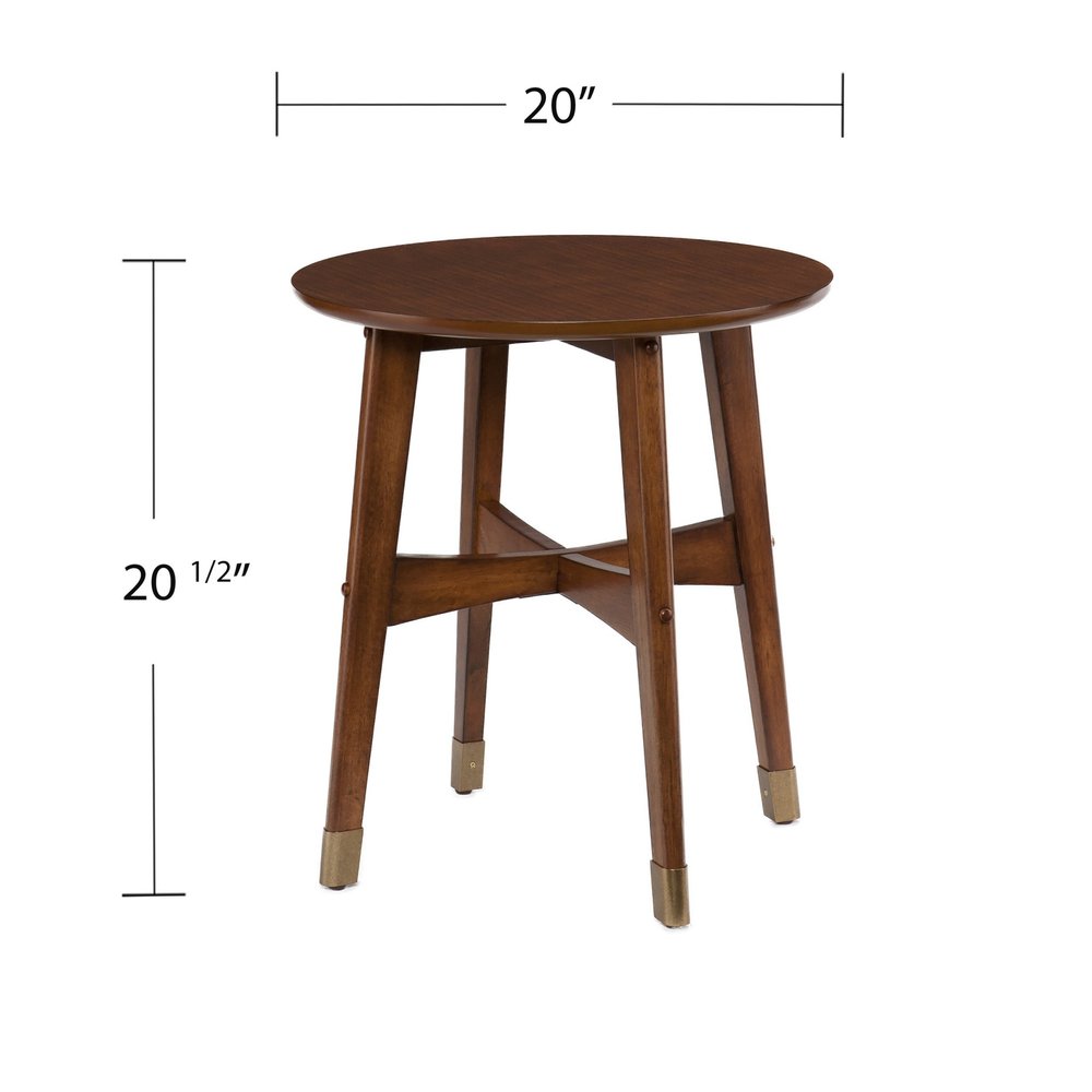 23" Brown Solid Wood And Iron End Table — view 6
