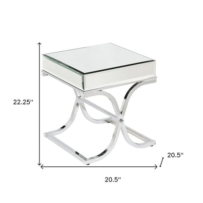 22" Silver And Clear Mirrored Glass Square End Table HomeRoots
