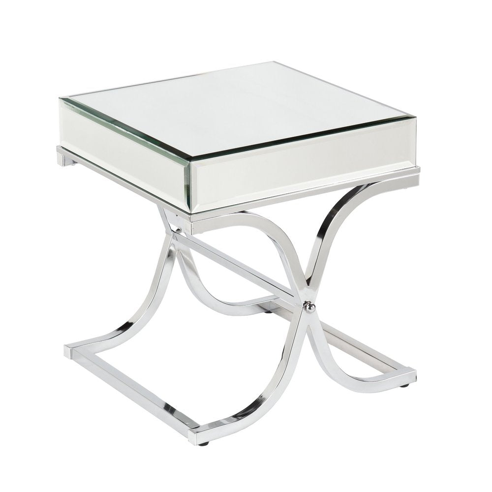 22" Silver And Clear Mirrored Glass Square End Table HomeRoots
