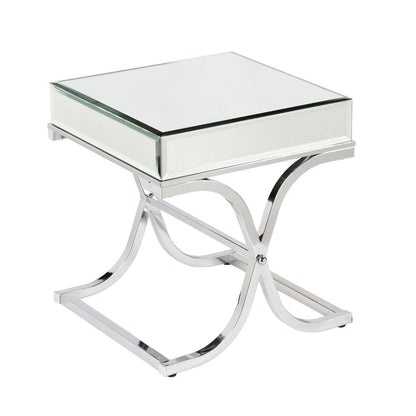 22" Silver And Clear Mirrored Glass Square End Table HomeRoots