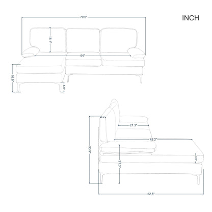 79.5” Left hand facing Sofa & Chaise - FurniFindUSA