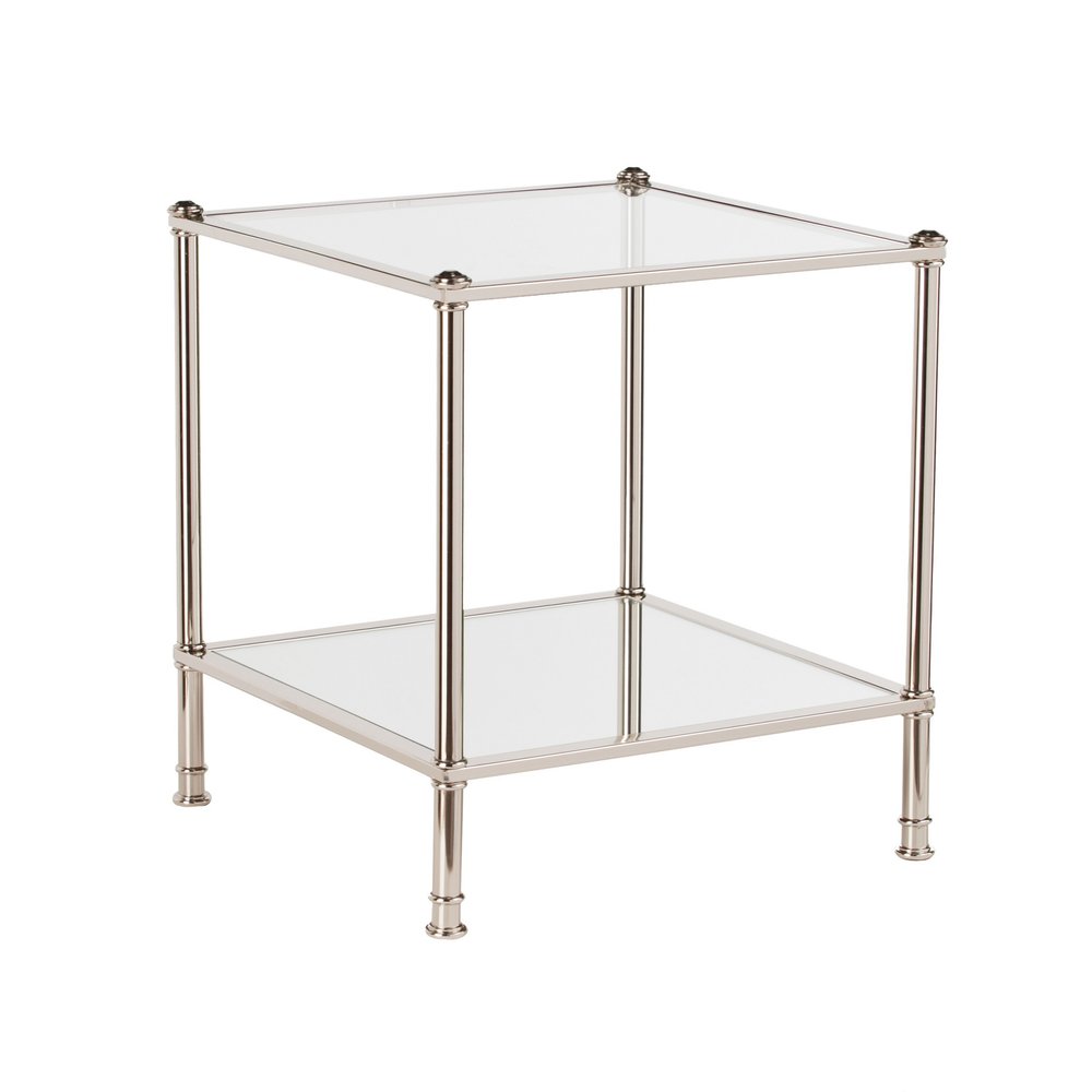 24" Silver Glass And Iron Square Mirrored End Table HomeRoots