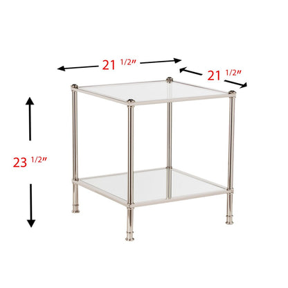 24" Silver Glass And Iron Square Mirrored End Table HomeRoots