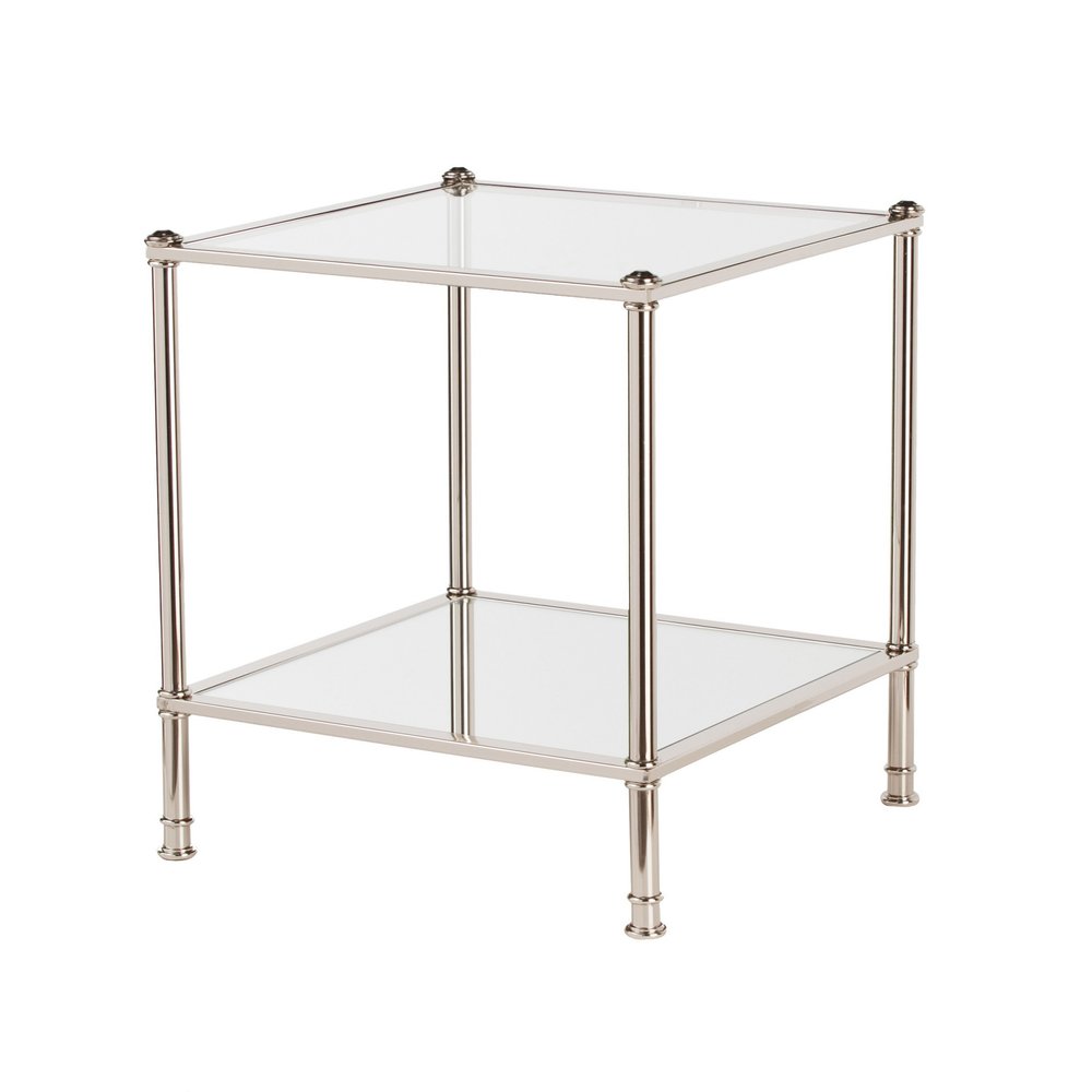24" Silver Glass And Iron Square Mirrored End Table HomeRoots