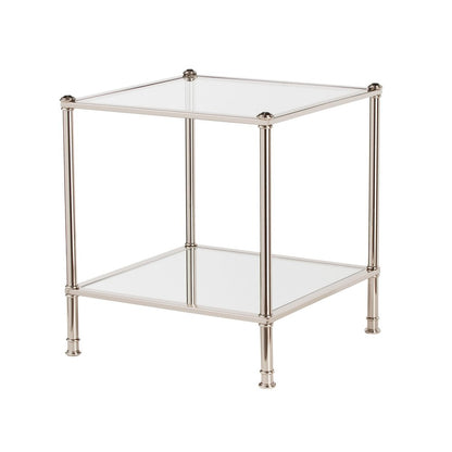 24" Silver Glass And Iron Square Mirrored End Table HomeRoots