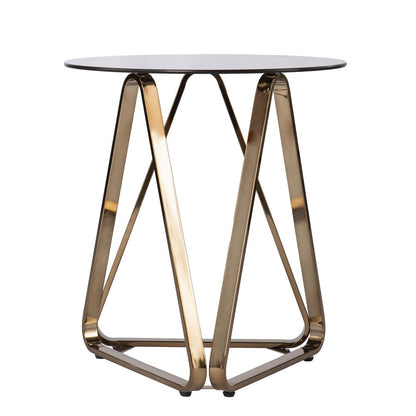 24" Champagne Glass And Iron Round End Table HomeRoots