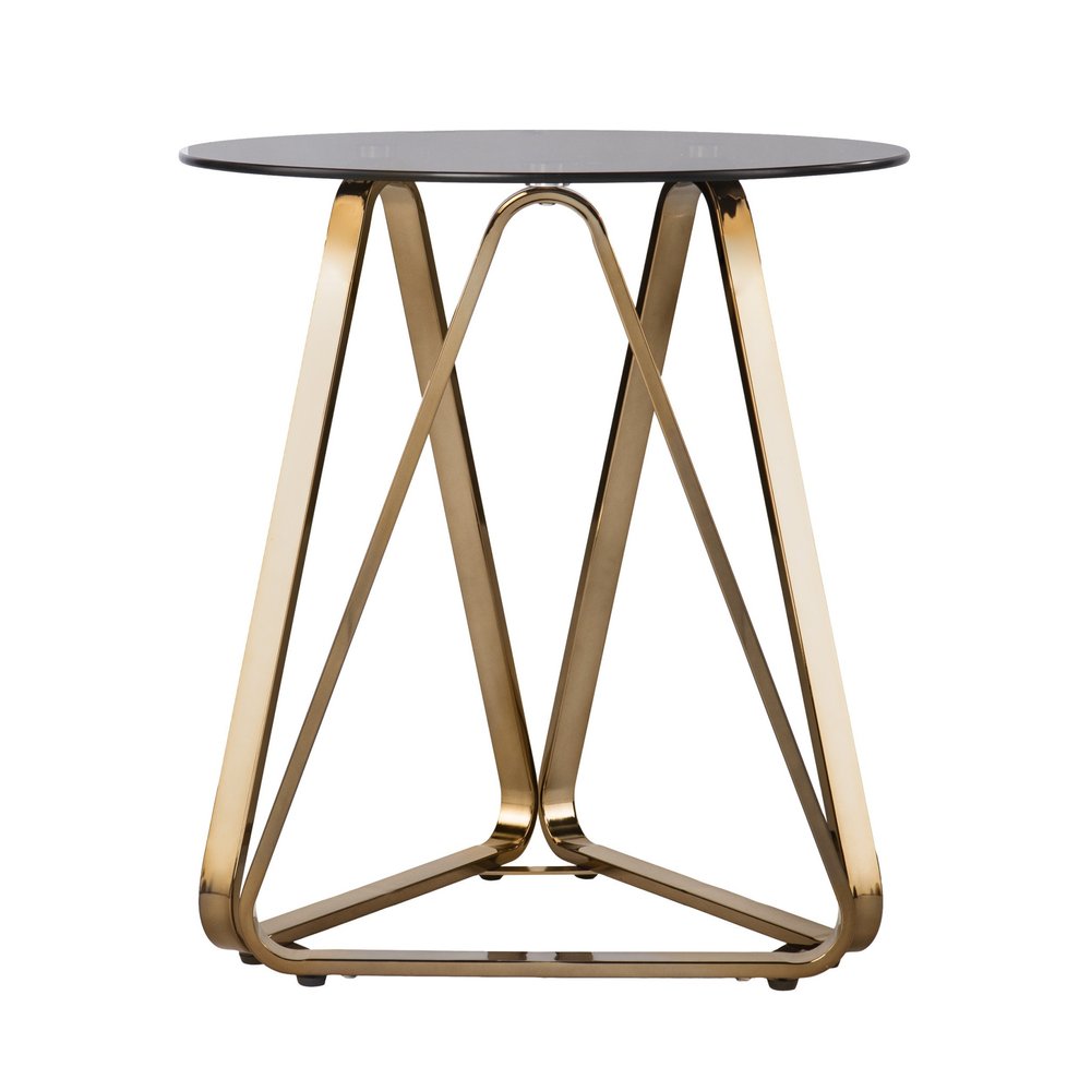24" Champagne Glass And Iron Round End Table HomeRoots