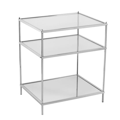 27" Silver Mirrored Glass And Iron End Table With Shelf HomeRoots