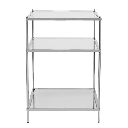 27" Silver Mirrored Glass And Iron End Table With Shelf HomeRoots
