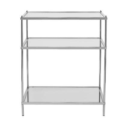 27" Silver Mirrored Glass And Iron End Table With Shelf HomeRoots