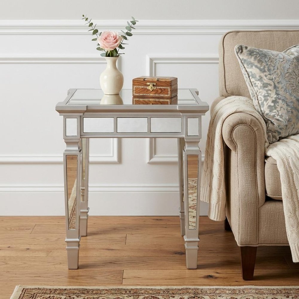 24" Silver Glass Square End Table HomeRoots