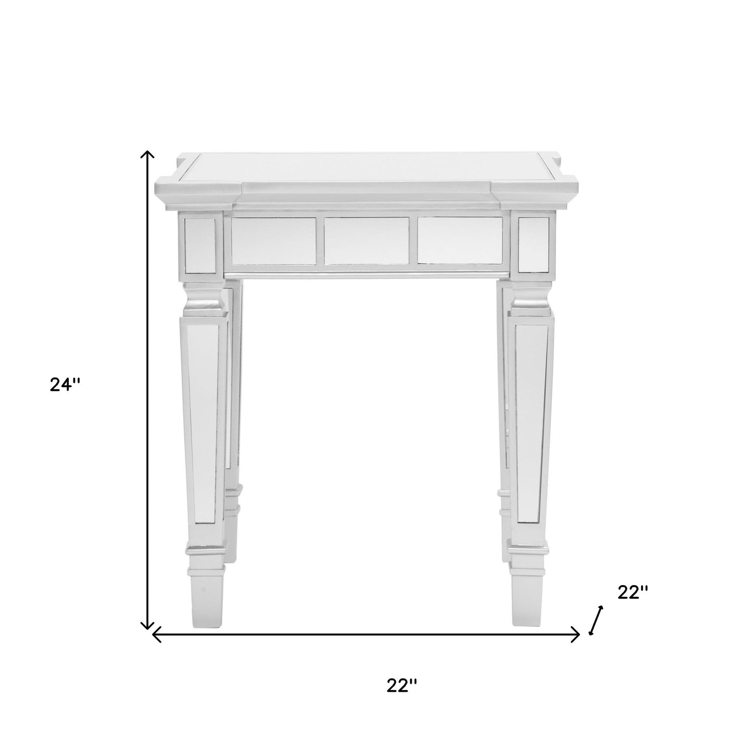 24" Silver Glass Square End Table