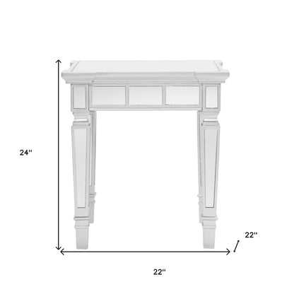 24" Silver Glass Square End Table