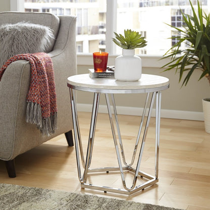 23" Silver Manufactured Wood And Iron Round End Table HomeRoots