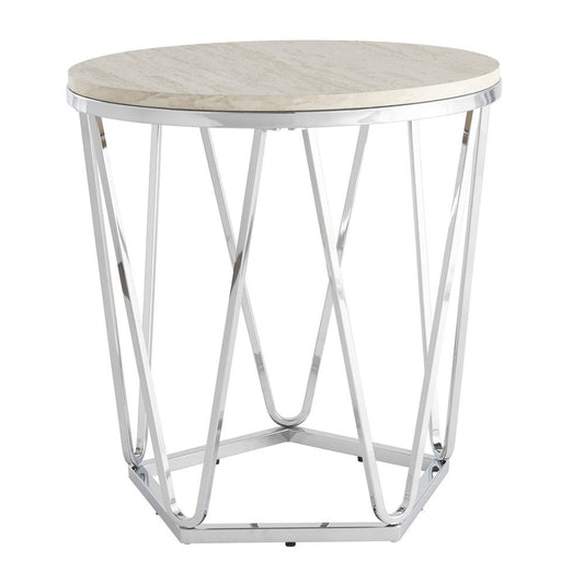 23" Silver Manufactured Wood And Iron Round End Table HomeRoots
