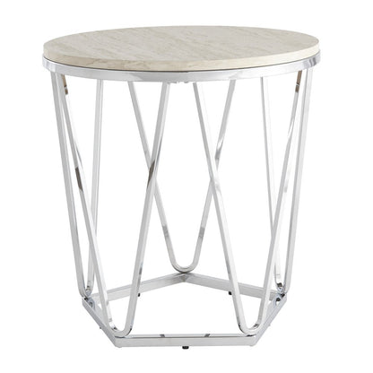 23" Silver Manufactured Wood And Iron Round End Table HomeRoots