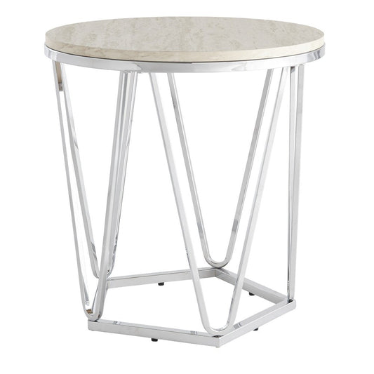 23" Silver Manufactured Wood And Iron Round End Table HomeRoots