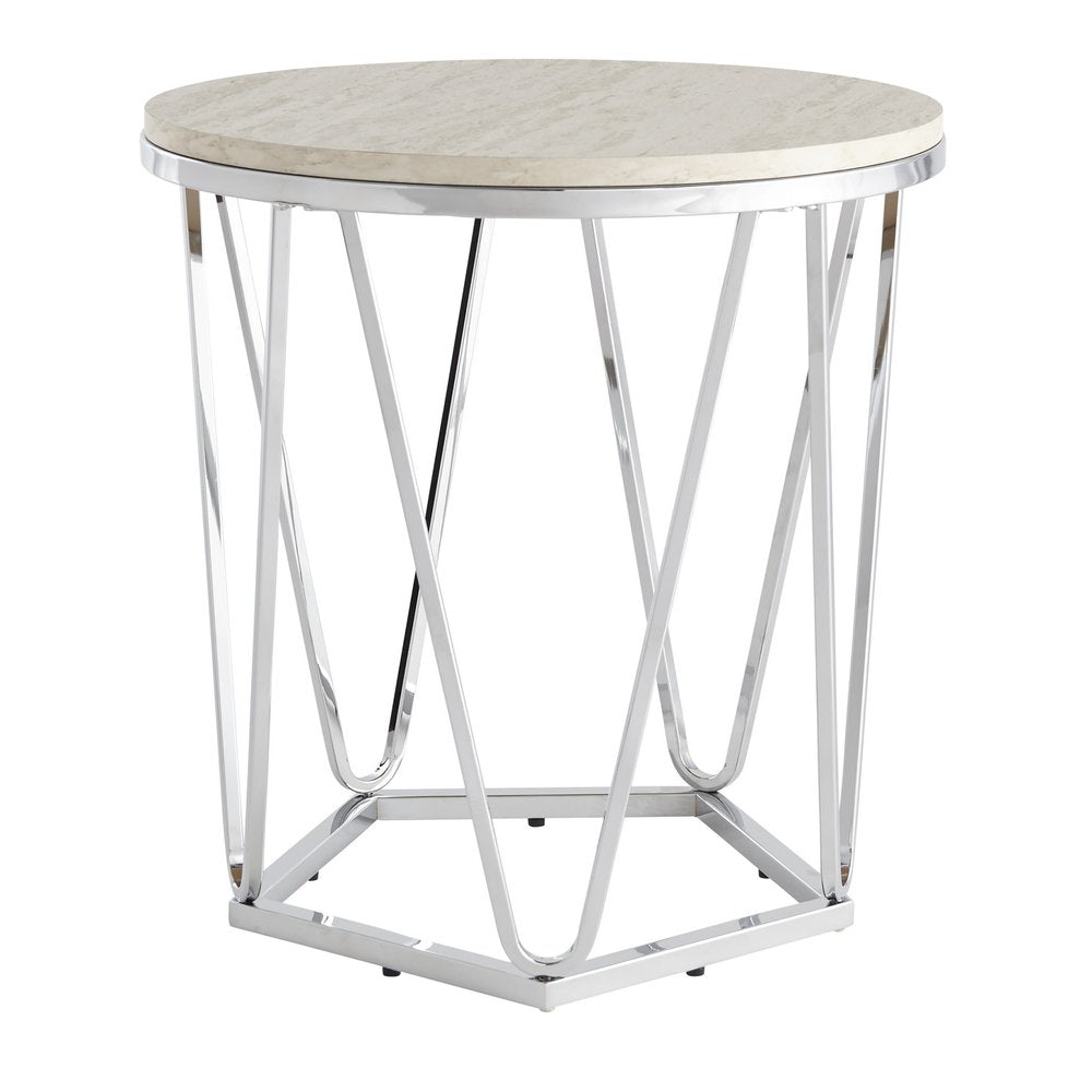 23" Silver Manufactured Wood And Iron Round End Table HomeRoots