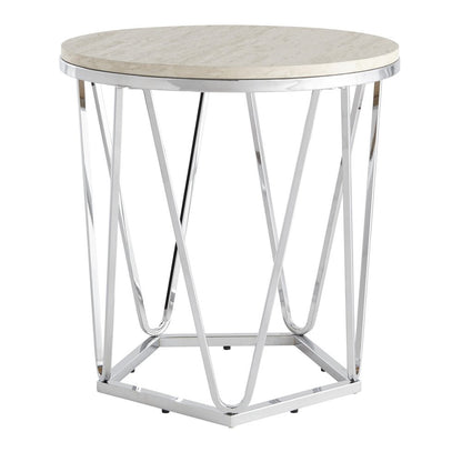 23" Silver Manufactured Wood And Iron Round End Table HomeRoots
