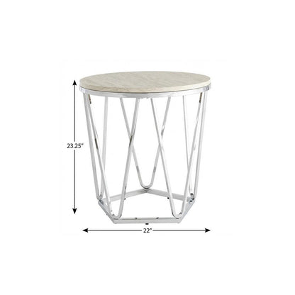 23" Silver Manufactured Wood And Iron Round End Table HomeRoots