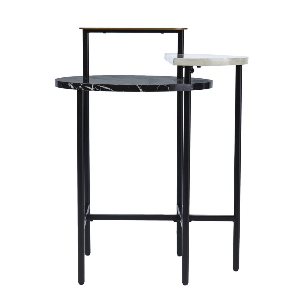 28" Black Manufactured Wood And Iron Free Form End Table With Shelf HomeRoots