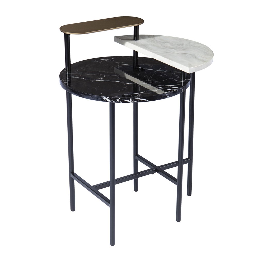 28" Black Manufactured Wood And Iron Free Form End Table With Shelf HomeRoots