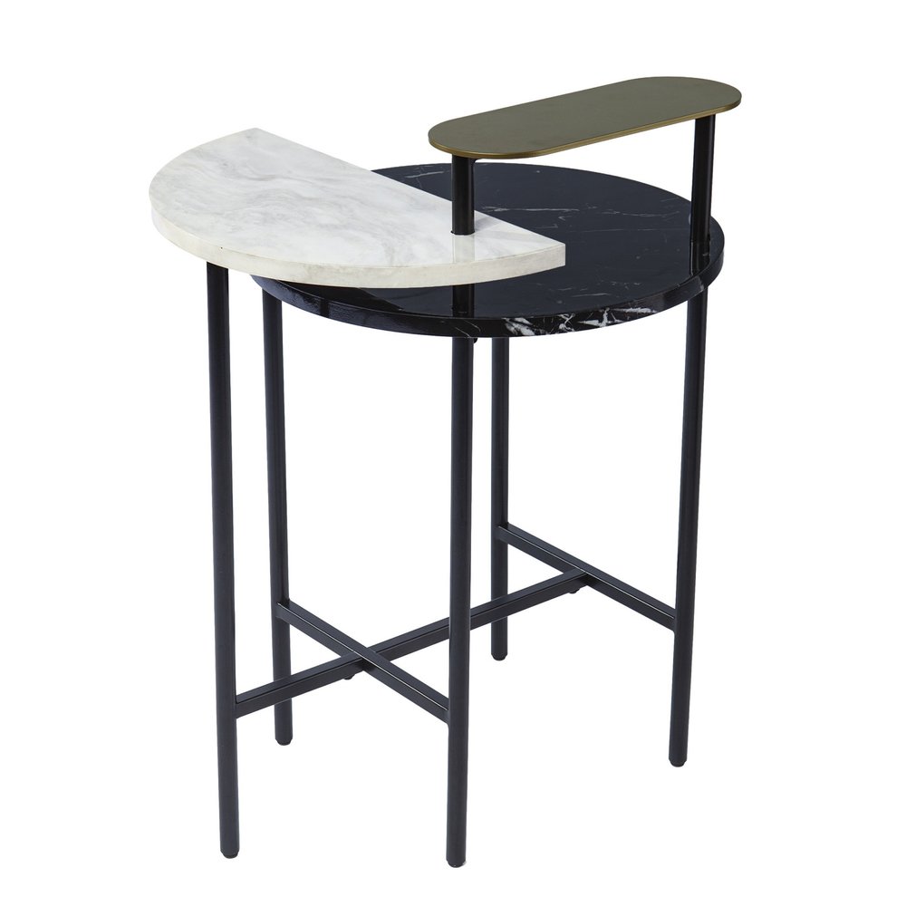28" Black Manufactured Wood And Iron Free Form End Table With Shelf HomeRoots