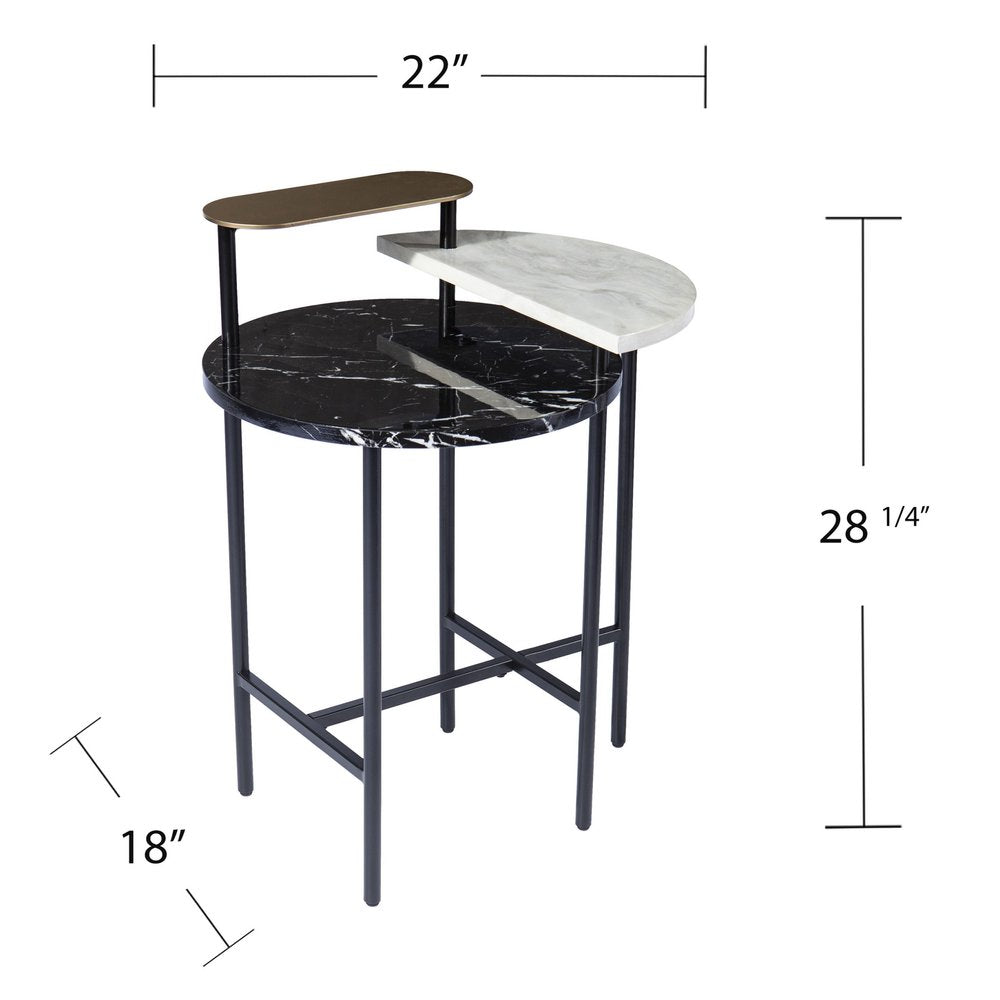 28" Black Manufactured Wood And Iron Free Form End Table With Shelf HomeRoots