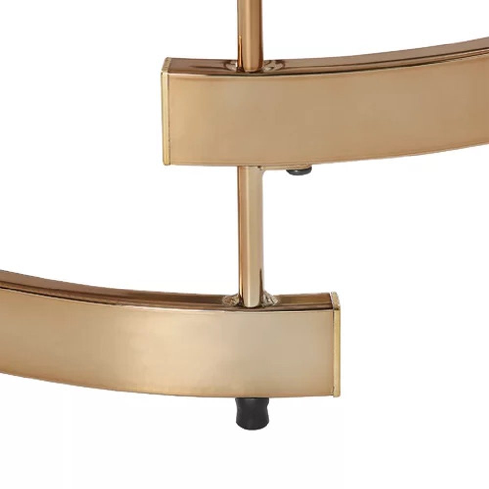 21" Champagne Glass And Iron Round End Table — view 4