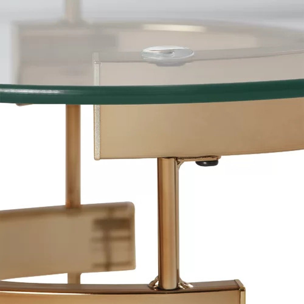 21" Champagne Glass And Iron Round End Table — view 5