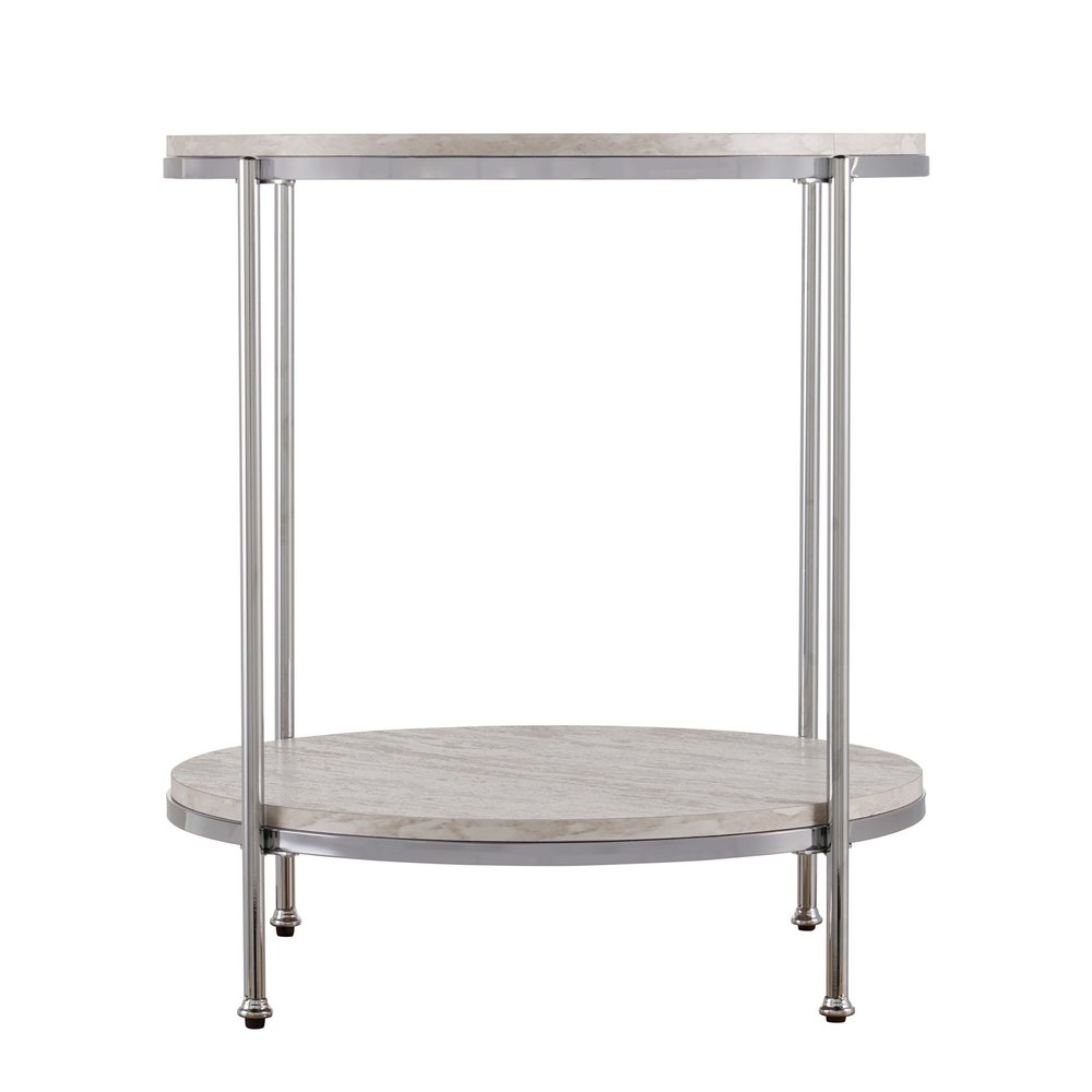 24" Chrome Manufactured Wood And Iron Rectangular End Table With Shelf — view 1