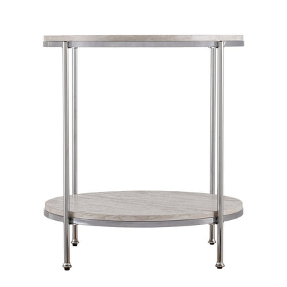 24" Chrome Manufactured Wood And Iron Rectangular End Table With Shelf HomeRoots