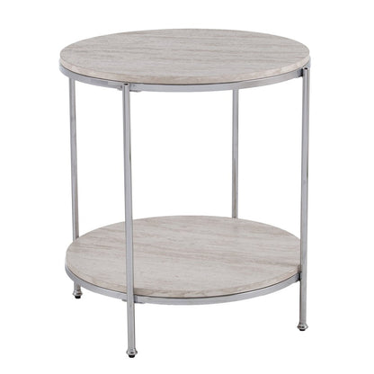 24" Chrome Manufactured Wood And Iron Rectangular End Table With Shelf HomeRoots