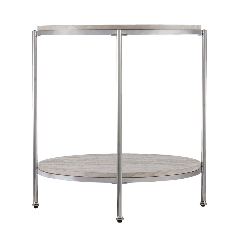 24" Chrome Manufactured Wood And Iron Rectangular End Table With Shelf — view 4