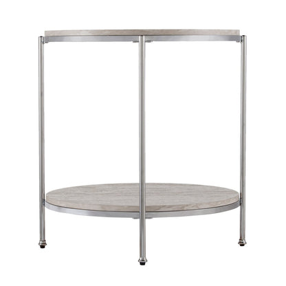 24" Chrome Manufactured Wood And Iron Rectangular End Table With Shelf HomeRoots