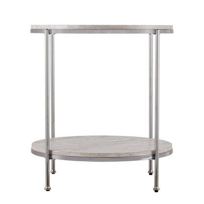 24" Chrome Manufactured Wood And Iron Rectangular End Table With Shelf HomeRoots