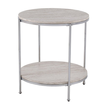 24" Chrome Manufactured Wood And Iron Rectangular End Table With Shelf HomeRoots