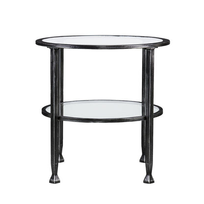 24" Black Glass And Iron Round End Table HomeRoots